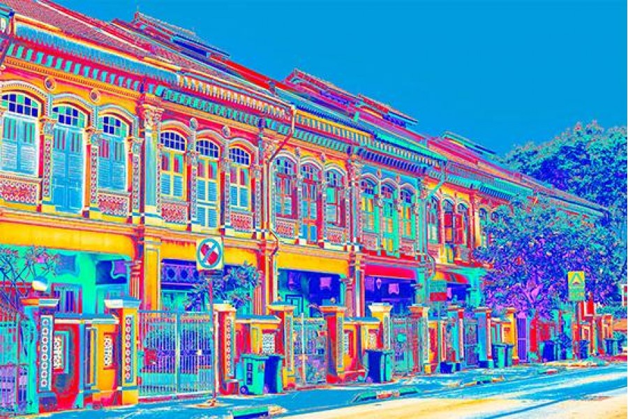 Joo Chiat Shophouses - Blue